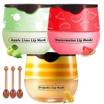 Honey Lip Balm Pot, 3 Pcs Honey & Apple Lime & Watermelon Lip Mask Propolis Lip Mask Moisturizing Hydrating Prevention Dry and Cracked Lip Scrubs Exfoliator