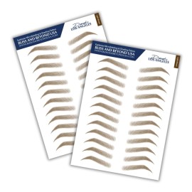 Bliss and Beyond USA, 2 sheets eyebrow tattoo waterproof sticker, Long Lasting, Natural Looking Eyebrow for Alopecia, Chemo, Cancer gift. Same Size eyebrow tattoos