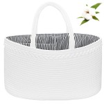 ABenkle X-Large Diaper Caddy Organizer, Boho Rustic Cotton Rope Nursery Baby Basket, Changing Table Organizer for Baby Diaper Storage and Baby Shower