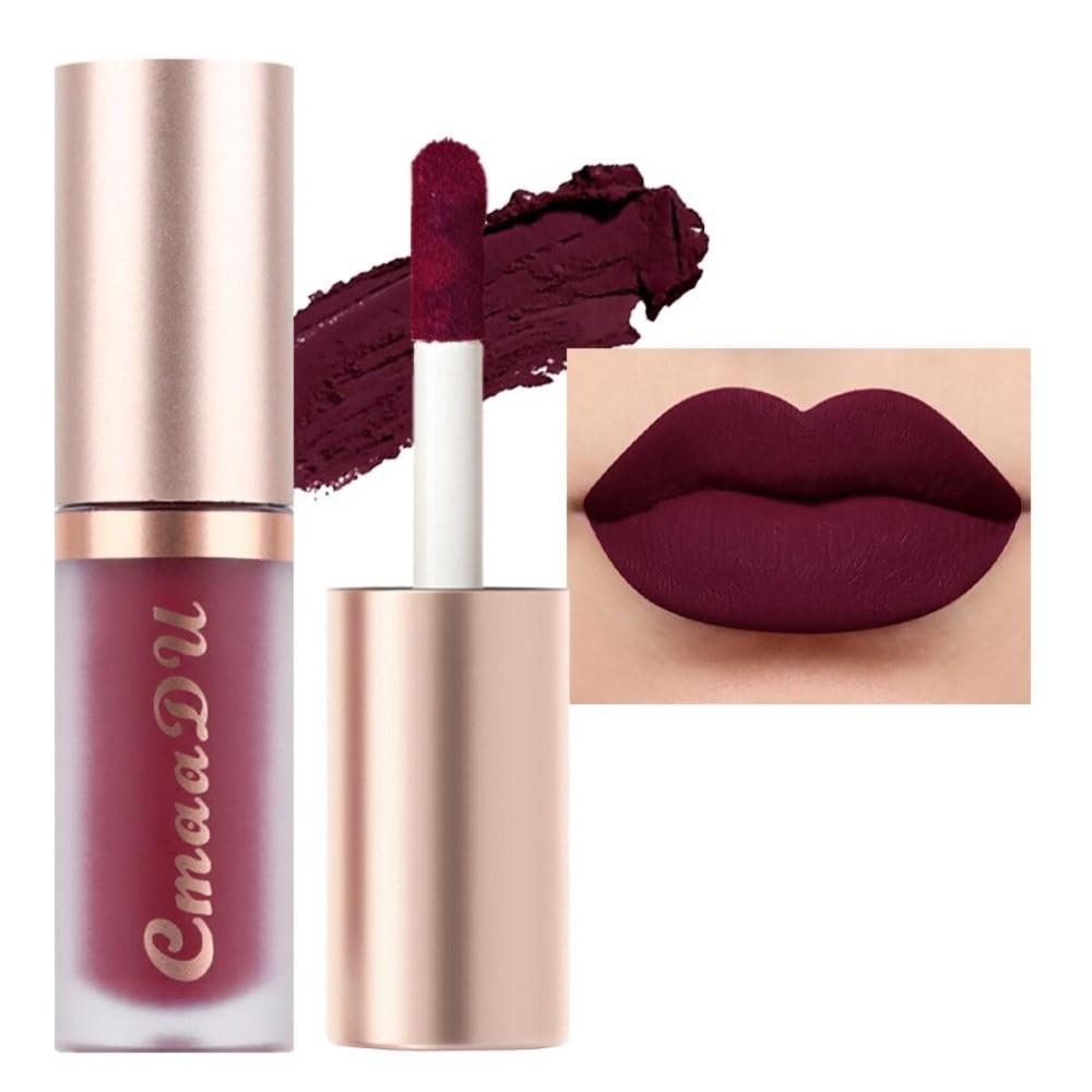 evpct 1Pcs Plum Purple Silky Velvet Matte Liquid Lipstick Lip Gloss Set for Women Long Lasting 24 Hours Color Stay Lipstick 07
