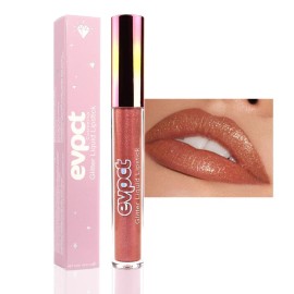 evpct 1Pcs Bronze Gold Matte to Glitter Liquid Lipstick Lip Set Kit, Long Lasting Matte Diamond Glitter Lipstick Waterproof, Colorful Sparkly Glossy Metallic Shimmer Sparkle Lip Gloss for Women 05