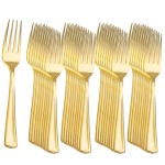 Liacere 360Pcs Plastic Forks - Heavyweight Forks - 7 Inch Heavy Duty Gold Disposable Forks- Gold Plastic Silverwar Perfect For Parties & Weddings & Thanksgiving & Restaurants And Daily Using