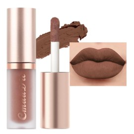 evpct 1Pcs Brown Matte Liquid Lipstick Lip Gloss Glossy Set for Black Women 24 Hour Silky Velvet Lipstick labiales matte larga duracion mate 24 horas originales 02