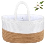 ABenkle X-Large Diaper Caddy Organizer, Boho Rustic Cotton Rope Nursery Baby Basket, Changing Table Organizer for Baby Diaper Storage and Baby Shower
