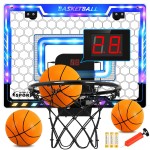 AOKESI Basketball Hoop Indoor for Kids, Mini Basketball Hoop with 3 Balls,Led Light,Batteries & Electronic S Sport Basketball