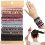Boho Hair Ties, 20 PCS of 4 Styles Cute Hair Bands for Thick or Thin Hair, No Damage Boho Hair Tie Bracelets, Pink Elastic Hair Accessories for Girls and Women