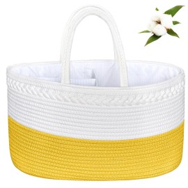 ABenkle X-Large Diaper Caddy Organizer, Boho Rustic Cotton Rope Nursery Baby Basket, Changing Table Organizer for Baby Diaper Storage and Baby Shower
