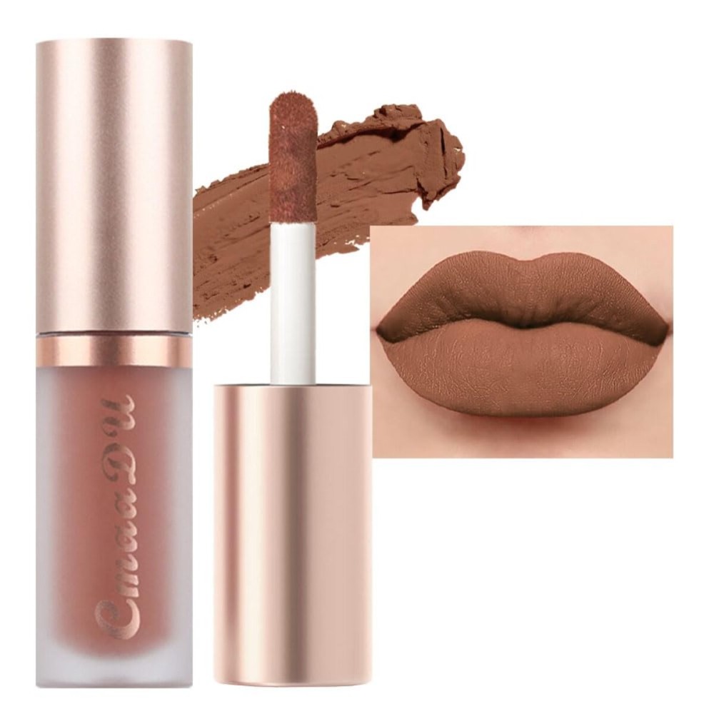 evpct 1Pcs Light Nude Soft Brown Matte Liquid Lipstick Lip Gloss Glossy Set for Black Women 24 Hour Silky Velvet Lipstick labiales matte larga duracion mate 24 horas originales 12
