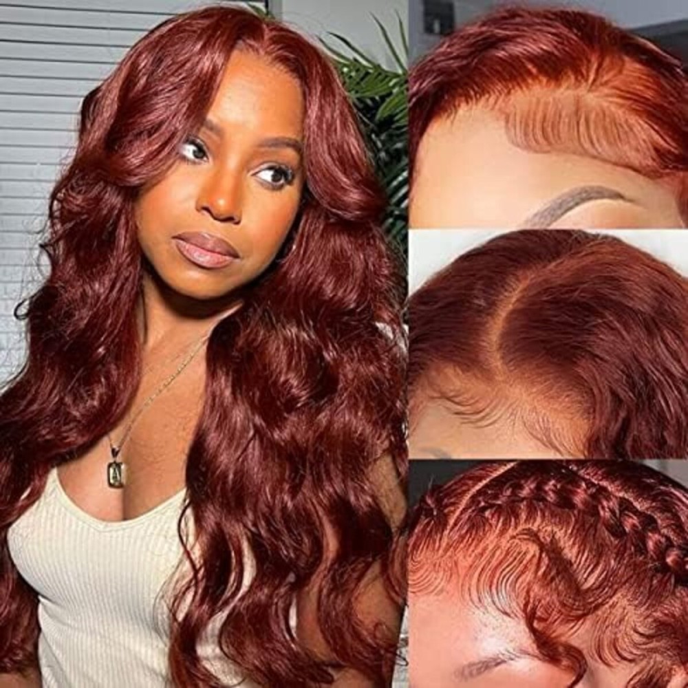 Aaliweya 30inch Reddish Brown Lace Front Wigs Human Hair Auburn 13x4 Body Wave HD Lace Frontal Wigs 180% Density Glueless Virgin Human Hair Wig Pre Plucked With Baby Hair for Women 33 Color