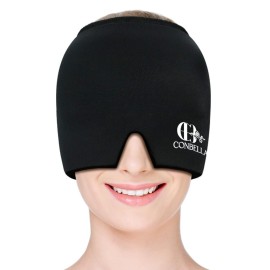Migraine Relief Cap, Soothing Headache Ice Face Mask Products, Hot and Cold Therapy, Migraine Headache Relief Cap for Migraine, Sinus, Puffy Eyes, Tension, Stress and Hangover(Black)