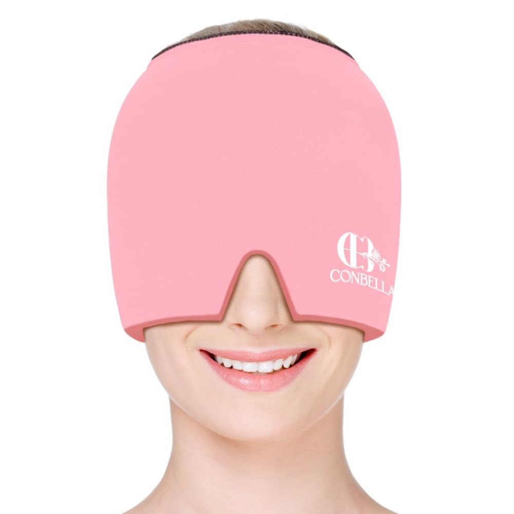 Migraine Relief Cap, Soothing Headache Ice Face Mask Products, Hot and Cold Therapy, Migraine Headache Relief Cap for Migraine, Sinus, Puffy Eyes, Tension, Stress and Hangover(Pink)