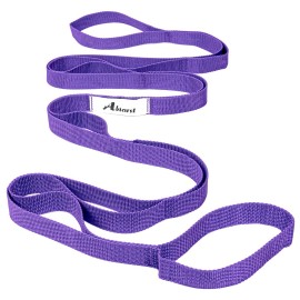 Abiarst Stretching Strap Yoga Straps for Physical Therapy, 10 Loops Non-Elastic Stretch Band for Pilates, Flexibility, Exercise and Gymnastics (Purple)