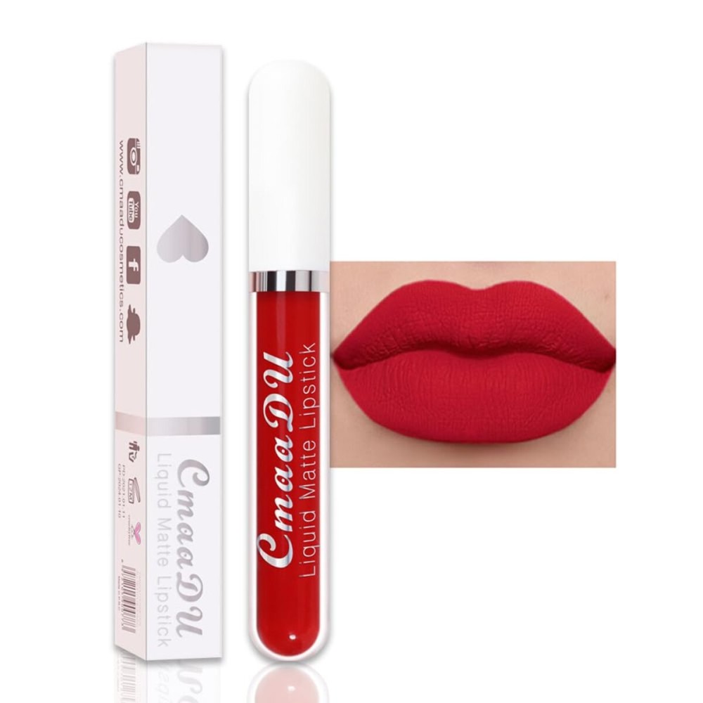 evpct 1Pcs Bright Sexy Red Liquid Matte Lipstick Lipgloss Set for Women, labiales mate 24 horas originales matte larga duracion 24 Hour Lipstick Lip Stains Long Lasting Waterproof 24, 14