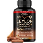 Ceylon Cinnamon Capsules - Extra Strength - Energy Heart & Metabolism Support for Men & Women - Pure Natural Cinnamon 20:1 Extract Supplement - GMO & Gluten Free - Made in USA - 60 Capsules 2 Month