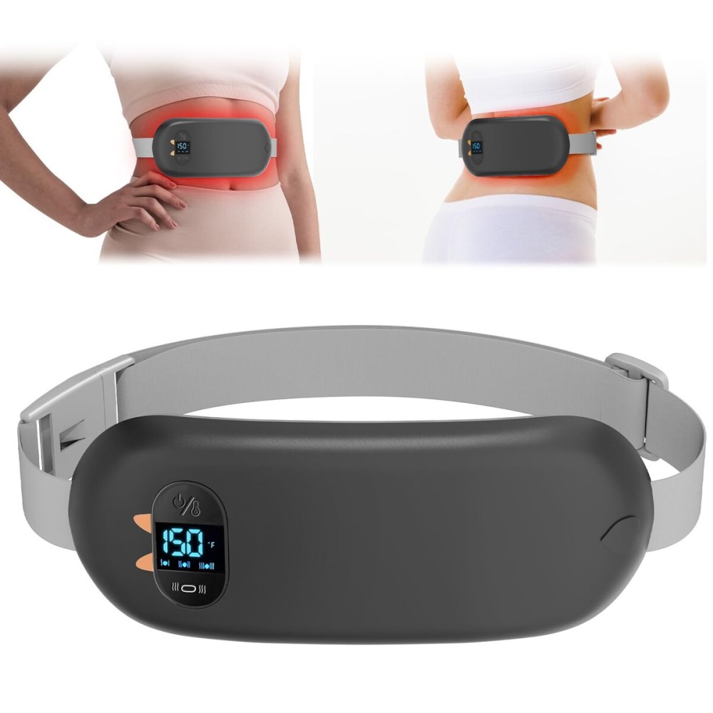 FSA HSA Eligible Portable Heating Pad for Cramps, Upgrade Cordless Electric Period Fast Heating Pad for Back Pain Relief Menstrual Belt 6 Heat 6 Massage Modes Gift for Women Girls Her Girlfriend Black