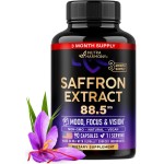 Natural Saffron Supplements - Pure Saffron Extract 88.5 mg - Made in USA - Mood | Focus | Vision | Energy Support - Eye Health for Women & Men - NonGMO Vegan Pills - 90 Powder Capsules, 3 Month Supply