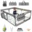 Baby Playpen with Mat 50*50, Extra Large Playpen for Babies and Toddlers with Storage Bag, BPA-Free, Non-Toxic, Safe No Gaps Playards for Babies, Sturdy Safety Play Yard for Indoor Outdoor Fun, Grey