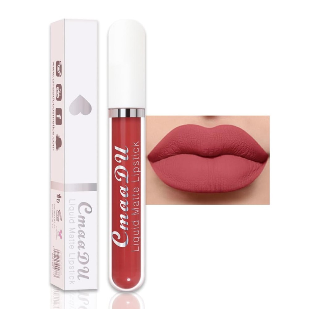evpct 1Pcs Coral Red Liquid Matte Lipstick Lipgloss Set for Women, labiales mate 24 horas originales matte larga duracion 24 Hour Lipstick Lip Stains Long Lasting Waterproof 24, 03