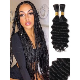 20Inch 100 Percent Human Braiding Hair For Boho Braids Deep Wave Bulk Human Hair Bundles For Braiding Curly Micro Braiding Hair Human Hair Wet And Wavy YNiSew