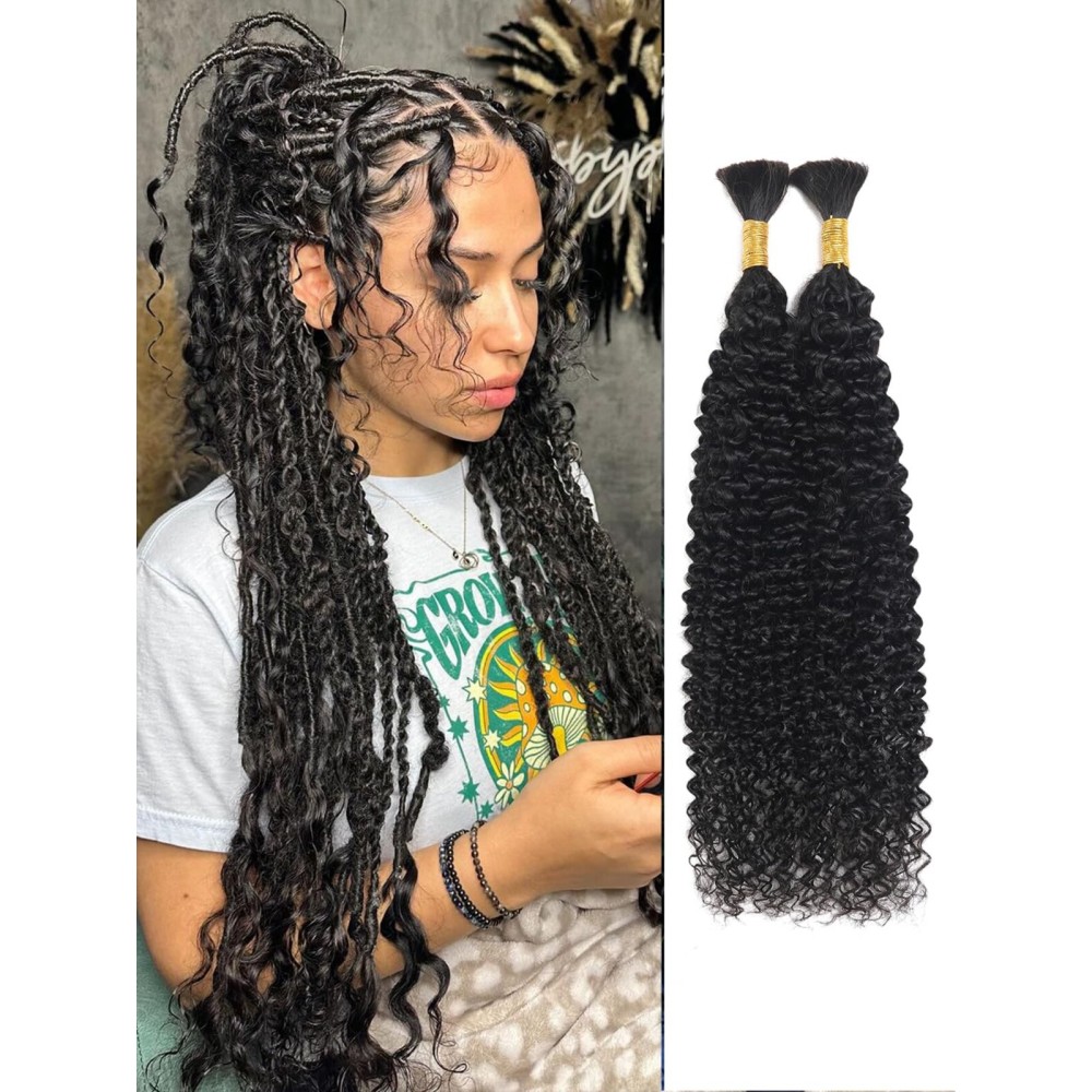20Inch 100 Percent Human Braiding Hair For Boho Braids Bohemian Hair For Braiding Bulk Human Hair Bundles For Braiding Curly Micro Braiding Hair Human Hair Wet And Wavy YNisew
