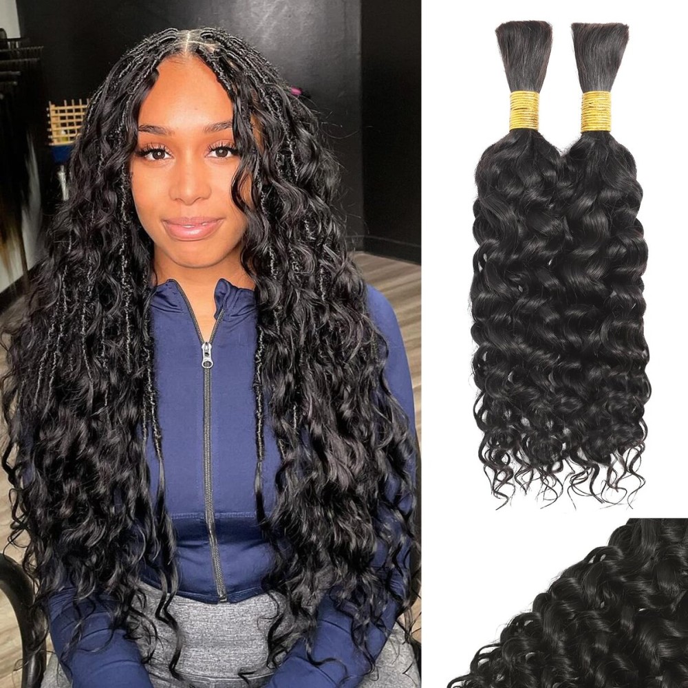 20Inch 100 Percent Human Braiding Hair For Boho Braids Water Wave Bulk Human Hair Bundles For Braiding Curly Micro Braiding Hair Human Hair Wet And Wavy YNiSew