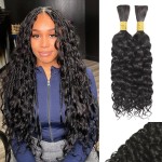Wet and Wavy 100 Percent Human Braiding Hair Human Hair Braiding Hair Full Water Wave Bulk Human Hair For Braiding Wet Wavy 100g 2 Bundles No Weft Braiding Hair Human Hair Extensions YNiSew