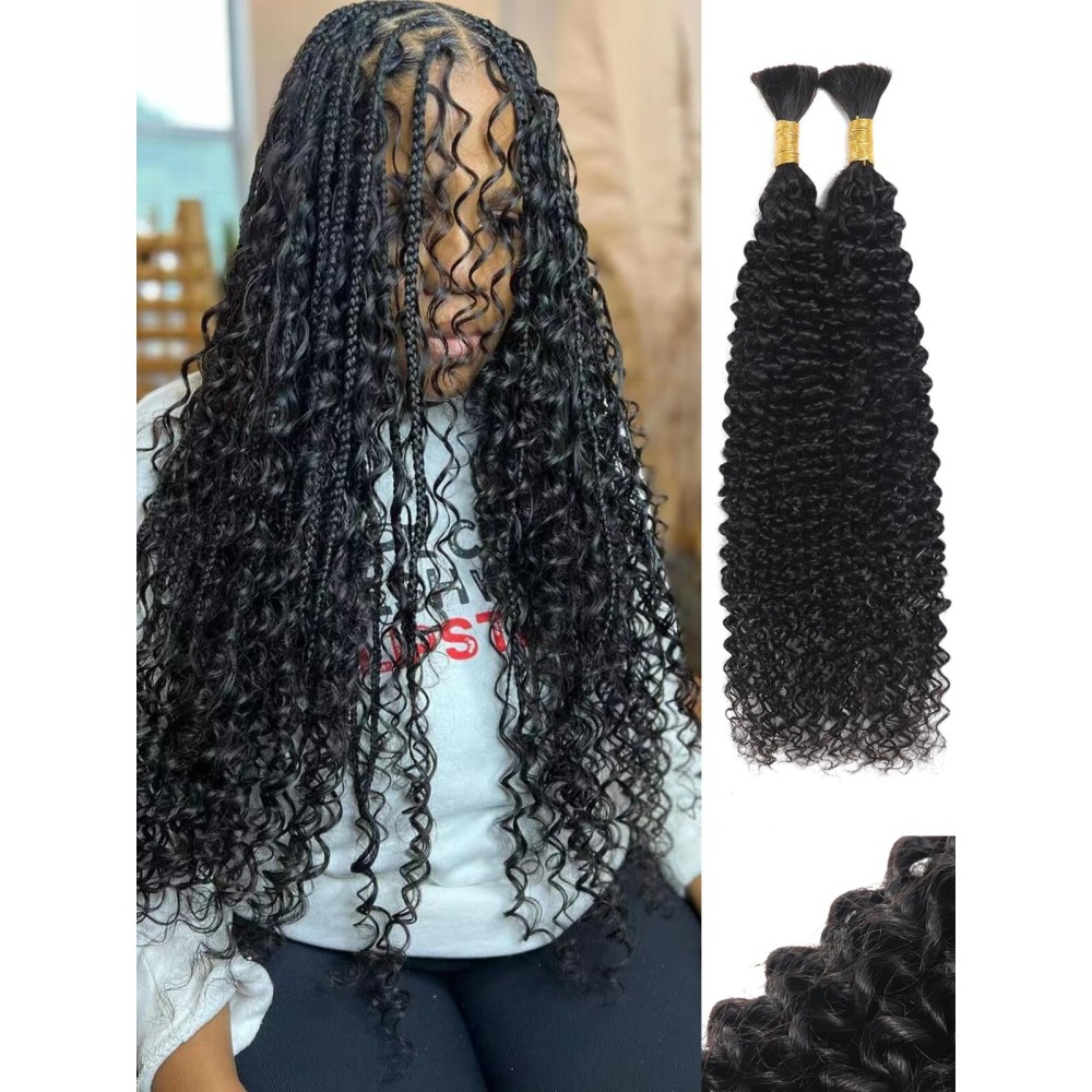 22 Inch Boho Human Hair Braiding Hair Curly Human Braiding Hair For Boho Knotless Bohemian Braids Bulk Human Hair For Braiding Wet And Wavy 100g 2 Bundles No Weft Hair Extensions YNiSew