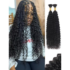 22 Inch Boho Human Hair Braiding Hair Curly Human Braiding Hair For Boho Knotless Bohemian Braids Bulk Human Hair For Braiding Wet And Wavy 100g 2 Bundles No Weft Hair Extensions YNiSew