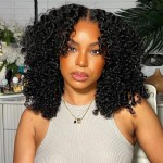 Skouty 14 Inch Bob Wig Human Hair Kinkycurly Wig Human Hair 13x4 Lace Front Wigs 180 Density Glueless Wigs Human Hair Pre Plucked with Baby Hair Kinky Straight Short Bob Wigs for Black Women