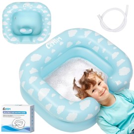 Cehim Inflatable Shampoo Basin for Kids - Hair Washing Basin for Children,Teens,Toddler With Neck Support, Portable Shampoo Bowl for use In Bed,on Bathtub,On Floor,or Sink,Tear-Free Rins