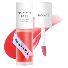NOONI Korean Lip Oil - Appleblacktea | Long-Lasting, Moisturizing, Plumping, Revitalizing for Dry Lips, Waterproof, No Peel Off, Hydrating, Stocking Stuffers, Teen Girl Gifts, 0.12 FL Oz
