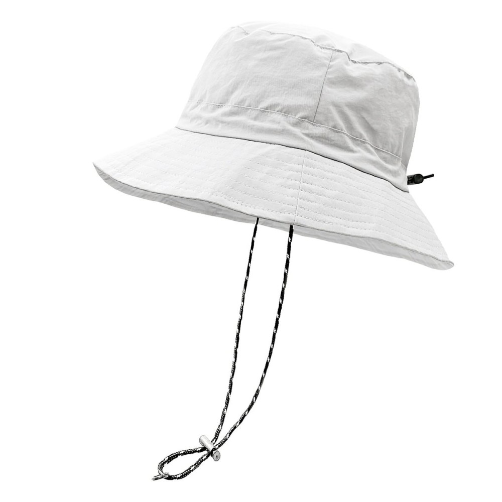 woogwin Waterproof Bucket Rain Hat with Chin Strap Quick Dry Packable Boonie Sun Hat Safari Hat UV Protection(White)