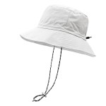 woogwin Waterproof Bucket Rain Hat with Chin Strap Quick Dry Packable Boonie Sun Hat Safari Hat UV Protection(White)