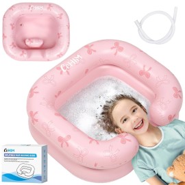 Cehim Inflatable Shampoo Basin for Kids - Hair Washing Basin for Children,Teens,Toddler With Neck Support, Portable Shampoo Bowl for use In Bed,on Bathtub,On Floor,or Sink,Tear-Free Rins
