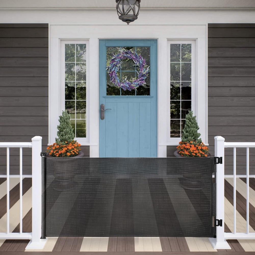 Upgraded Retractable Baby Gate, Extra Wide Safety Kids or Pets Gate, 33 Tall, Extends to 71 Wide, Mesh Safety Dog Gate for Stairs, Indoor, Outdoor, Doorways, Hallways(33x71, Black)