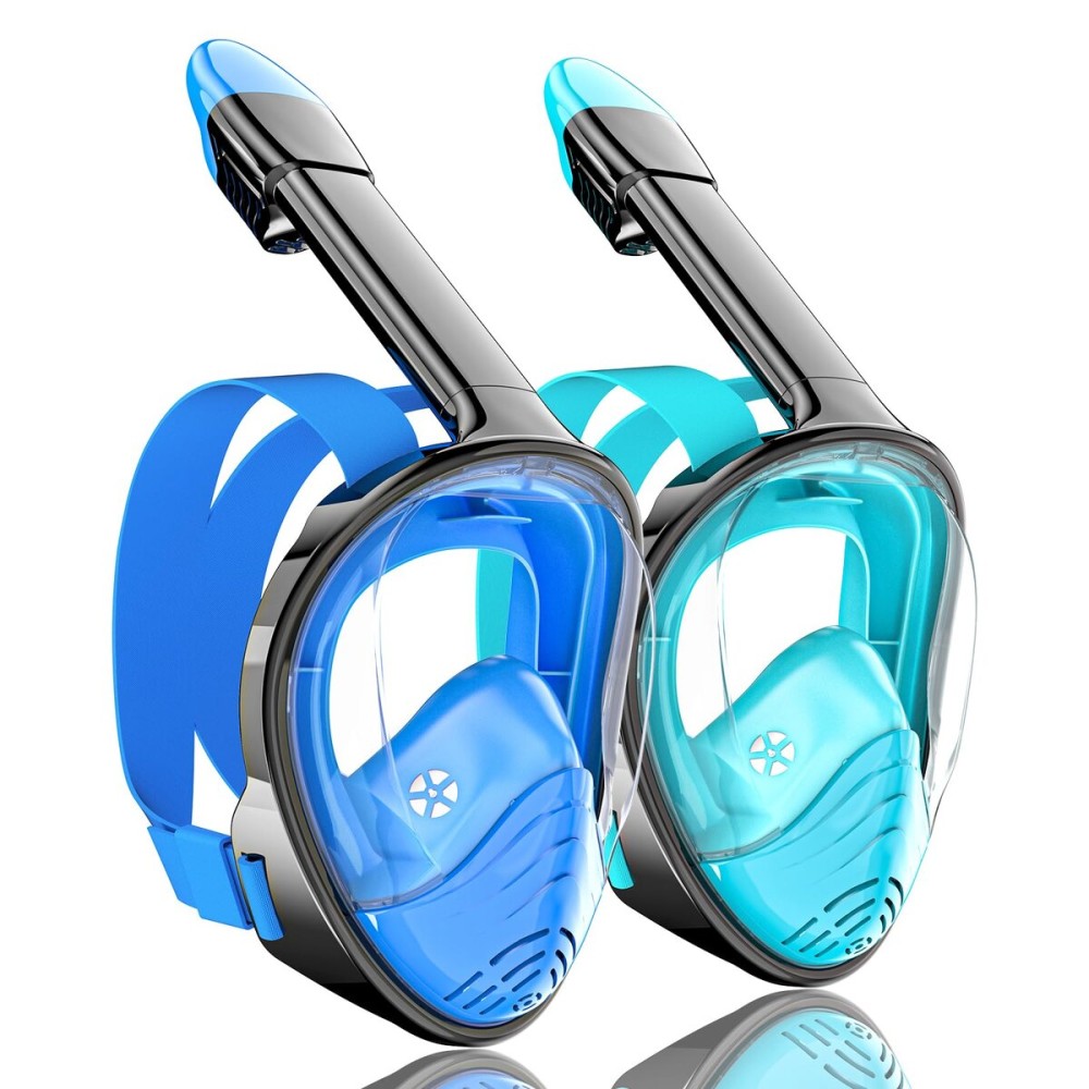 QingSong Full Face Snorkel Mask for Adults, Snorkeling Gear with Camera Mount, 180 Degree Panoramic View Snorkel Set Anti-Fog Anti-Leak
