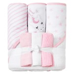 Viviland Baby Towels and Wash Cloths Set - Hooded Towels, Face Towels, Burp Cloths or Wipes - Absorbent Bath Towels - 6-Pack, Size 28 x 28 Inch (Pink Unicorn)
