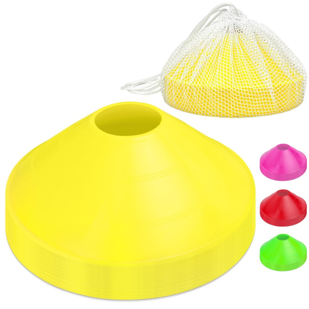 GoSports Premium Sports Cones for Agility Training and Drills - 20 Pack with Tote - Yellow