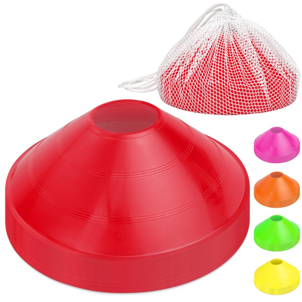 GoSports Premium Sports Cones for Agility Training and Drills - 20 Pack with Tote - Red