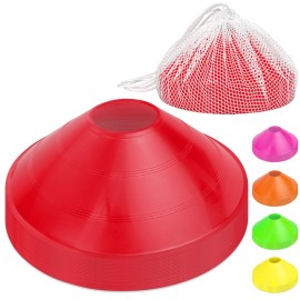 GoSports Premium Sports Cones for Agility Training and Drills - 20 Pack with Tote - Red