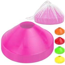 GoSports Premium Sports Cones for Agility Training and Drills - 20 Pack with Tote - Pink