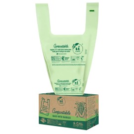 UNNI Compostable T-Shirt Bags with Tie Handles, 4 Gallon / 15 Liter, 60 Count - 2 rolls  30, 0.71 mil Small Kitchen Compost Liners, Certified by BPI, CMA & OK compost HOME, Meets ASTM D6400