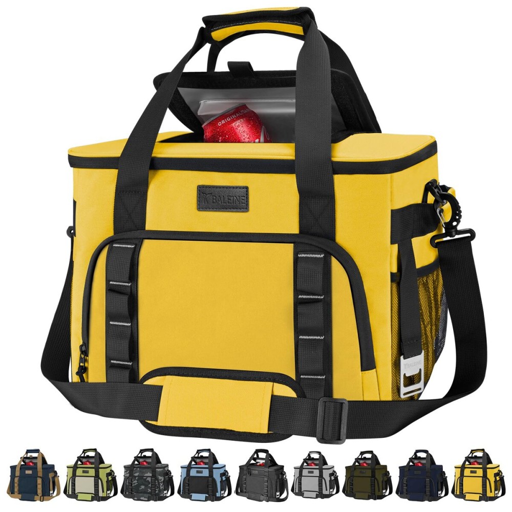BALEINE Extra Large Soft Cooler Bag, Portable Leakproof Cooler, 40/60 Cans Volume for Beach, Camping, Kayaking, Travel, and Road Trips (9.5 Gallon, Yellow)