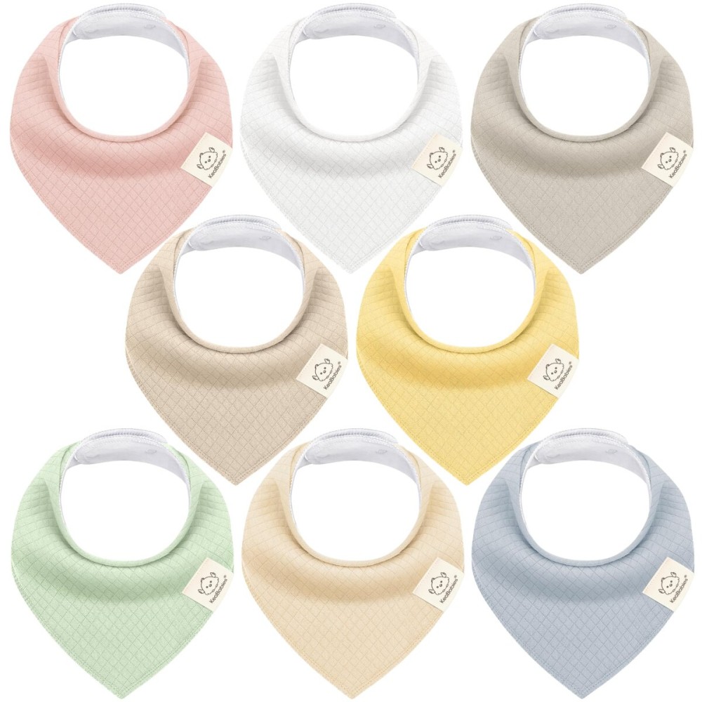 KeaBabies 8-Pack Bandana Bibs for Baby Girls, Boys - Organic Cotton Baby Bibs for Drooling & Teething Newborn, Toddler, Infant 0-36 months, Extra Soft, Absorbent Cloth with Snaps (Dawn/Quin)