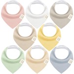 KeaBabies 8-Pack Bandana Bibs for Baby Girls, Boys - Organic Cotton Baby Bibs for Drooling & Teething Newborn, Toddler, Infant 0-36 months, Extra Soft, Absorbent Cloth with Snaps (Dawn/Quin)