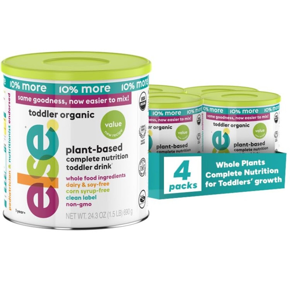Else Nutrition Organic Value Toddler Formula 12-36m, Plant Based, Dairy Alternative,Complete Nutrition, made from Whole Foods ingredients, 24.3 Oz (VALUE pack of 4)