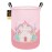 HUNRUNG Laundry Hamper,Large Canvas Fabric Lightweight Storage Basket Toy Organizer Dirty Clothes Collapsible Waterproof for College Dorms(Pink Castle)
