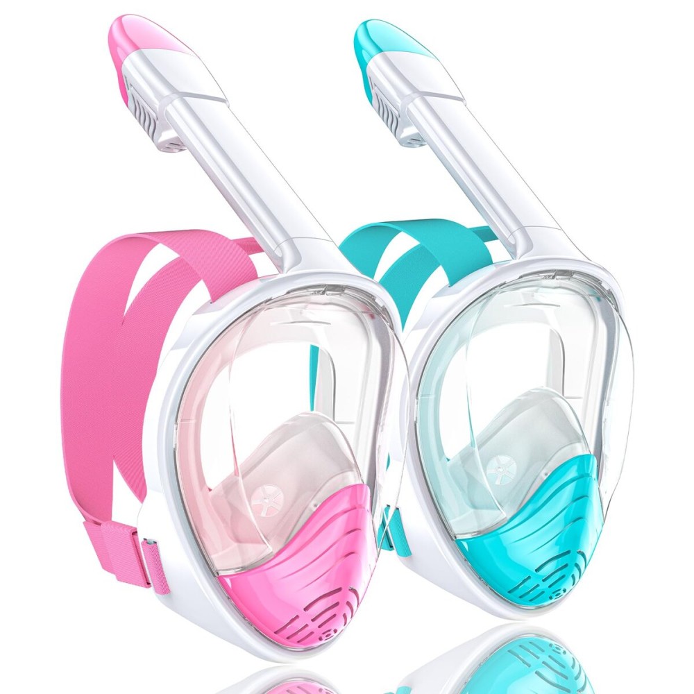 QingSong Full Face Snorkel Mask for Adults, Snorkeling Gear with Camera Mount, 180 Degree Panoramic View Snorkel Set Anti-Fog Anti-Leak