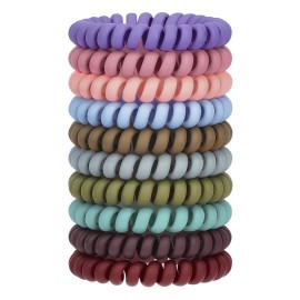 JessLab Spiral Hair Ties for Women, 10-Pack Traceless No-Damage Ponytail Holders, Coils Hair Bands for Girls, Assorted Colors