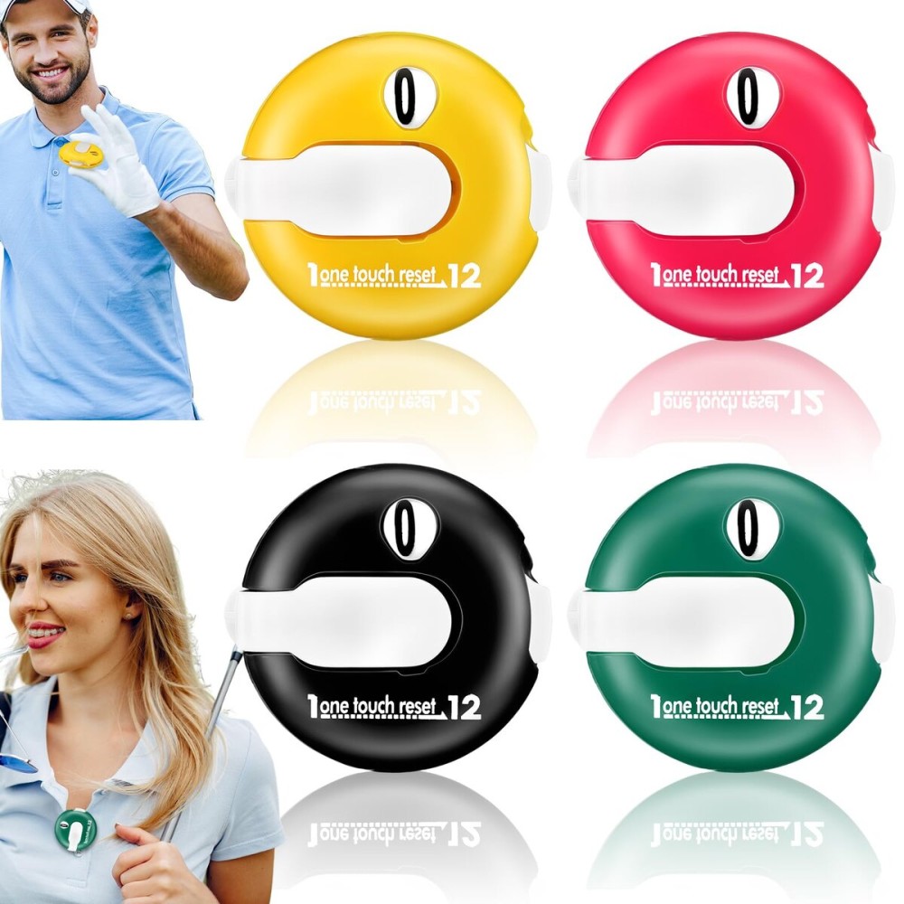 Frienda 4 Pieces Golf Score Counter Mini Golf Stroke Counter with One Touch Reset and Simple Attachment to Scorekeeper Glove in (Multicolor)